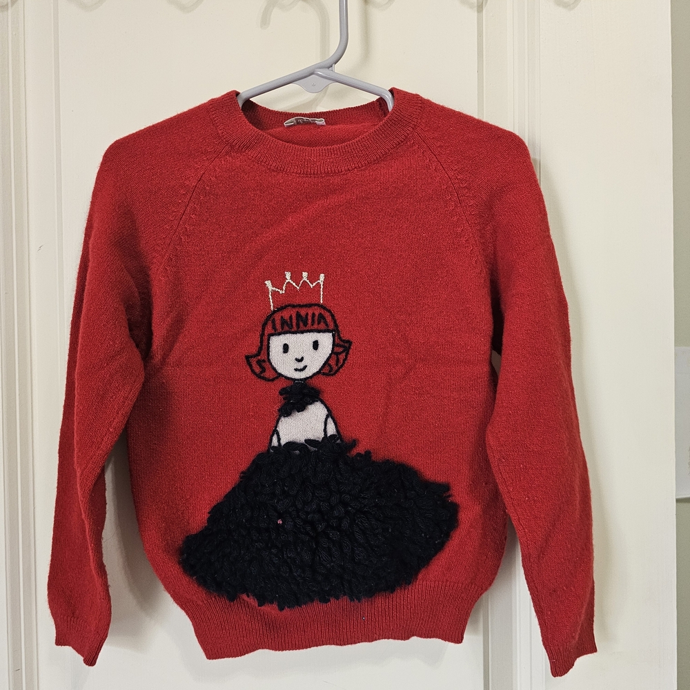 Il Gufo Red Sweater with Princess Design